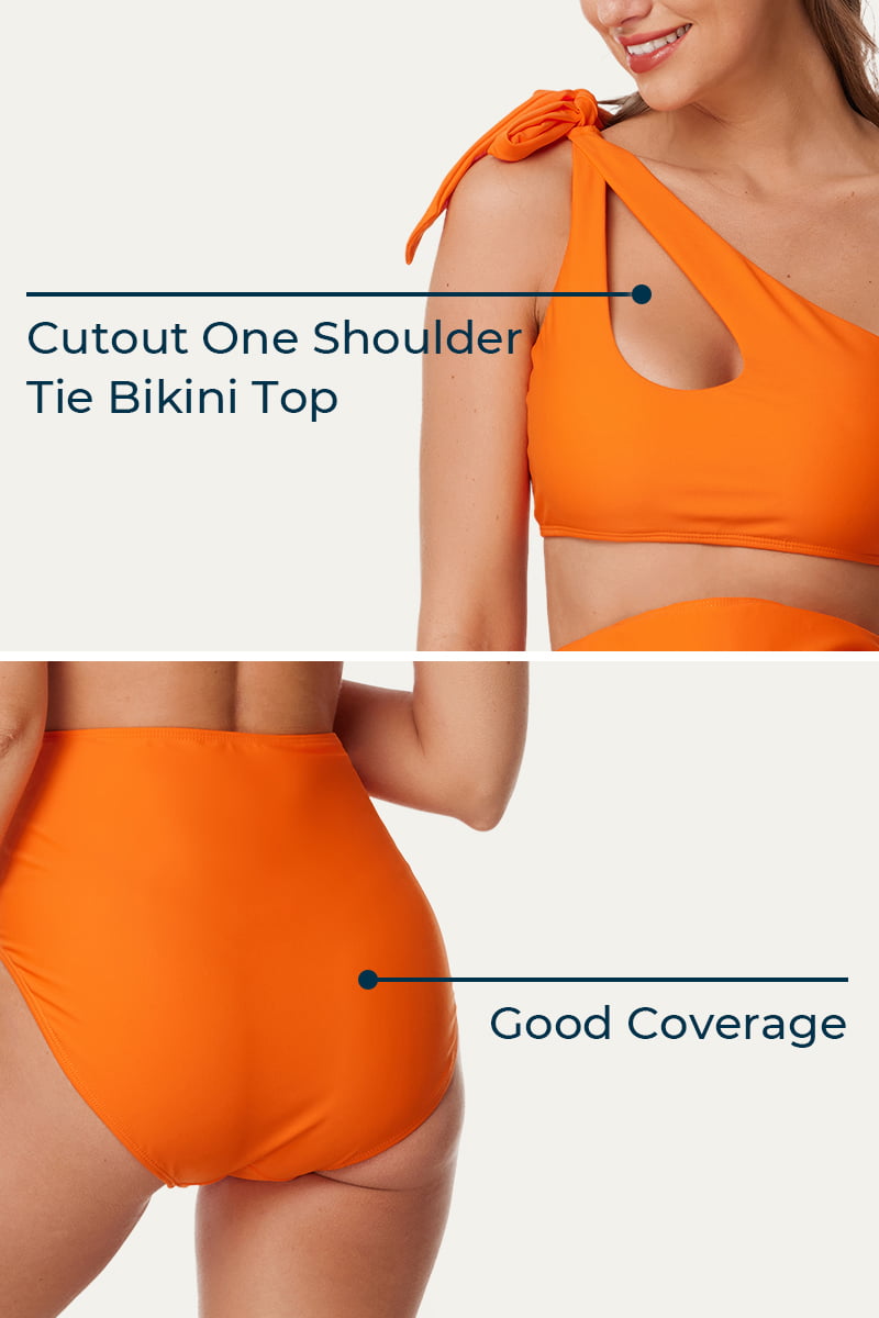 Cutout One Shoulder Tie Side Pregnancy Swimwear