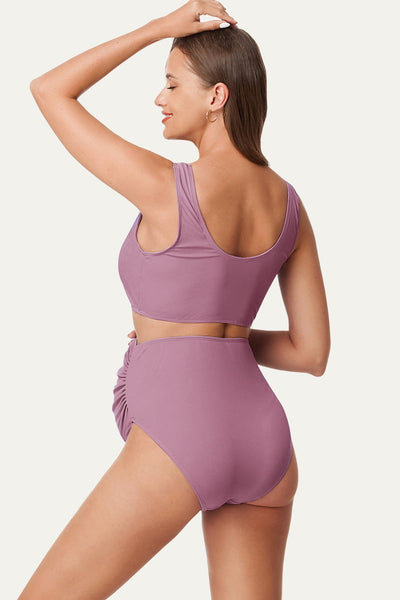 two-piece-ribbed-front-knot-maternity-swimsuit#color_fuchsia