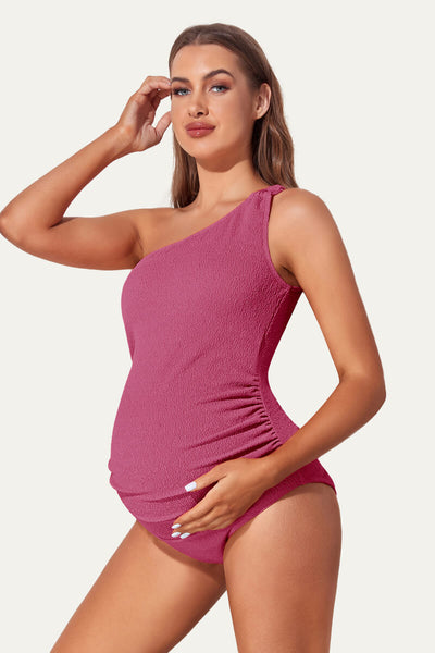 Maternity One Shoulder Ring Linked Swimsuit | One Piece Bathing Suit
