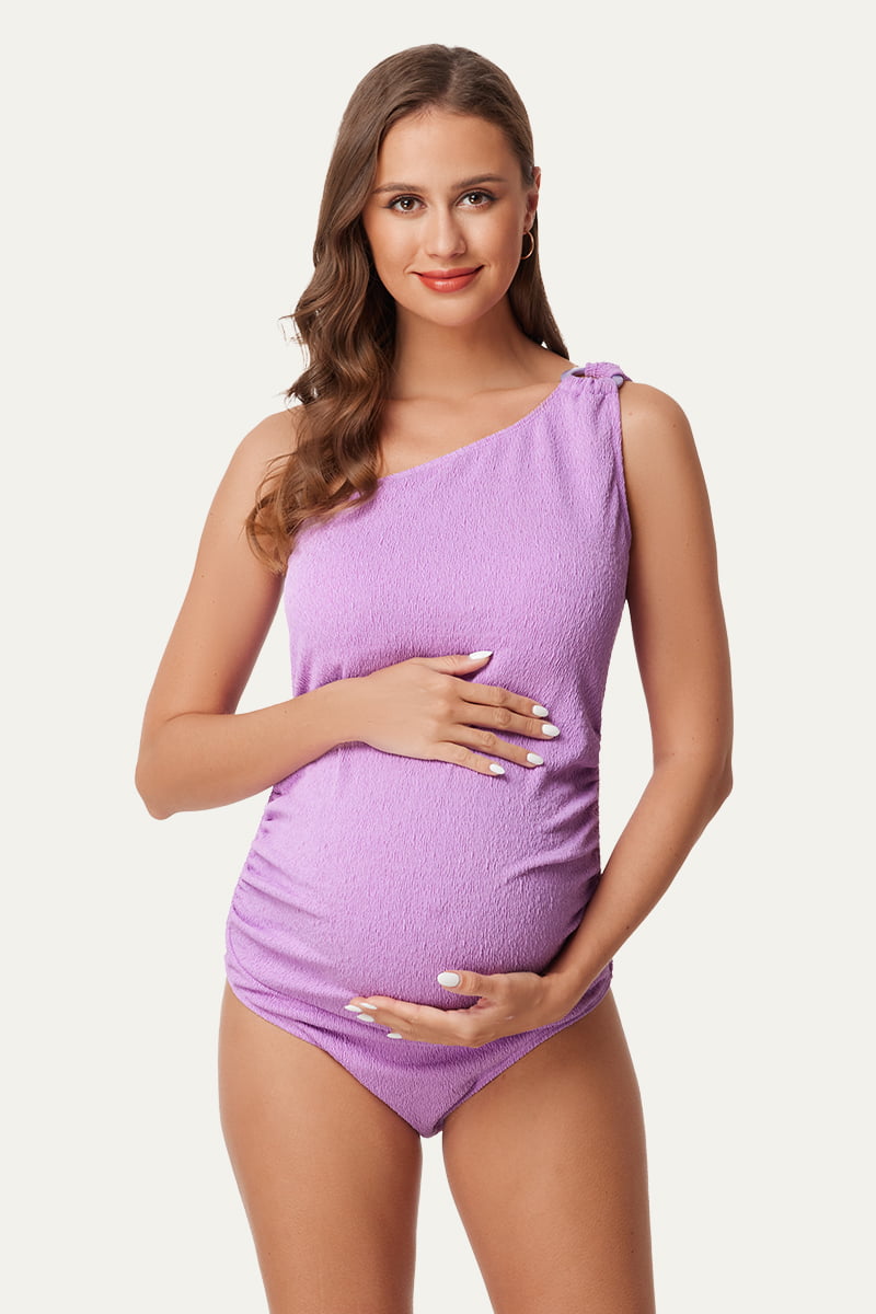 Maternity One Shoulder Ring Linked Swimsuit | One Piece Bathing Suit