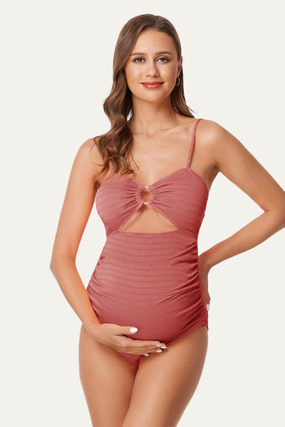one-piece-o-ring-front-maternity-swimsuit#color_marsala