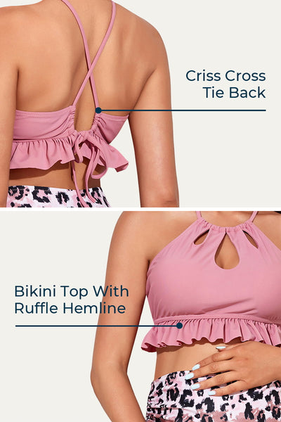 ruffle-hem-high-neck-keyhole-maternity-bikini-sets#color_mauve-leopard-35