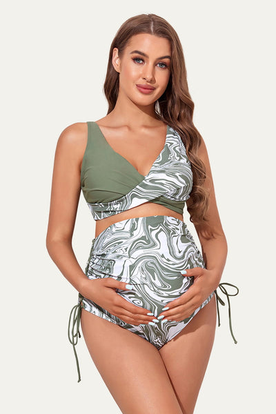 wrap-front-lace-up-maternity-bikini-swimsuit-adjustable-side-tie-bottom#color_olive-lava-11