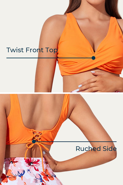 two-piece-twist-front-deep-v-neck-maternity-swimsuit-with-adjustable-side-tie-bottom#color_orange-tangerine-floral-shadow