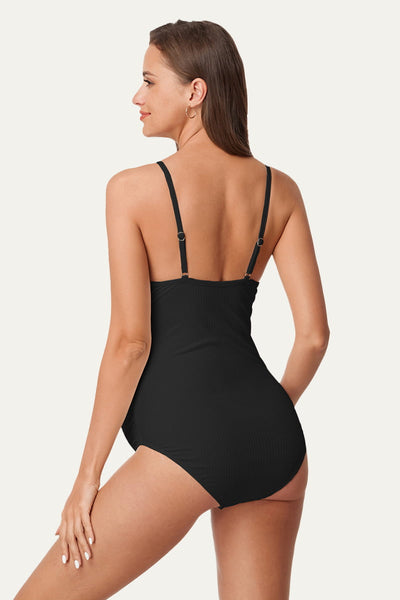 One Piece Ribbed V-Wired Maternity Swimsuits | High-cut Bathing Suit