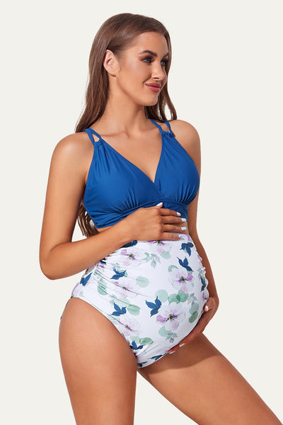maternity-plunge-v-neck-double-shoulder-strap-bikini-set#color_denim-blue-herb-trinity