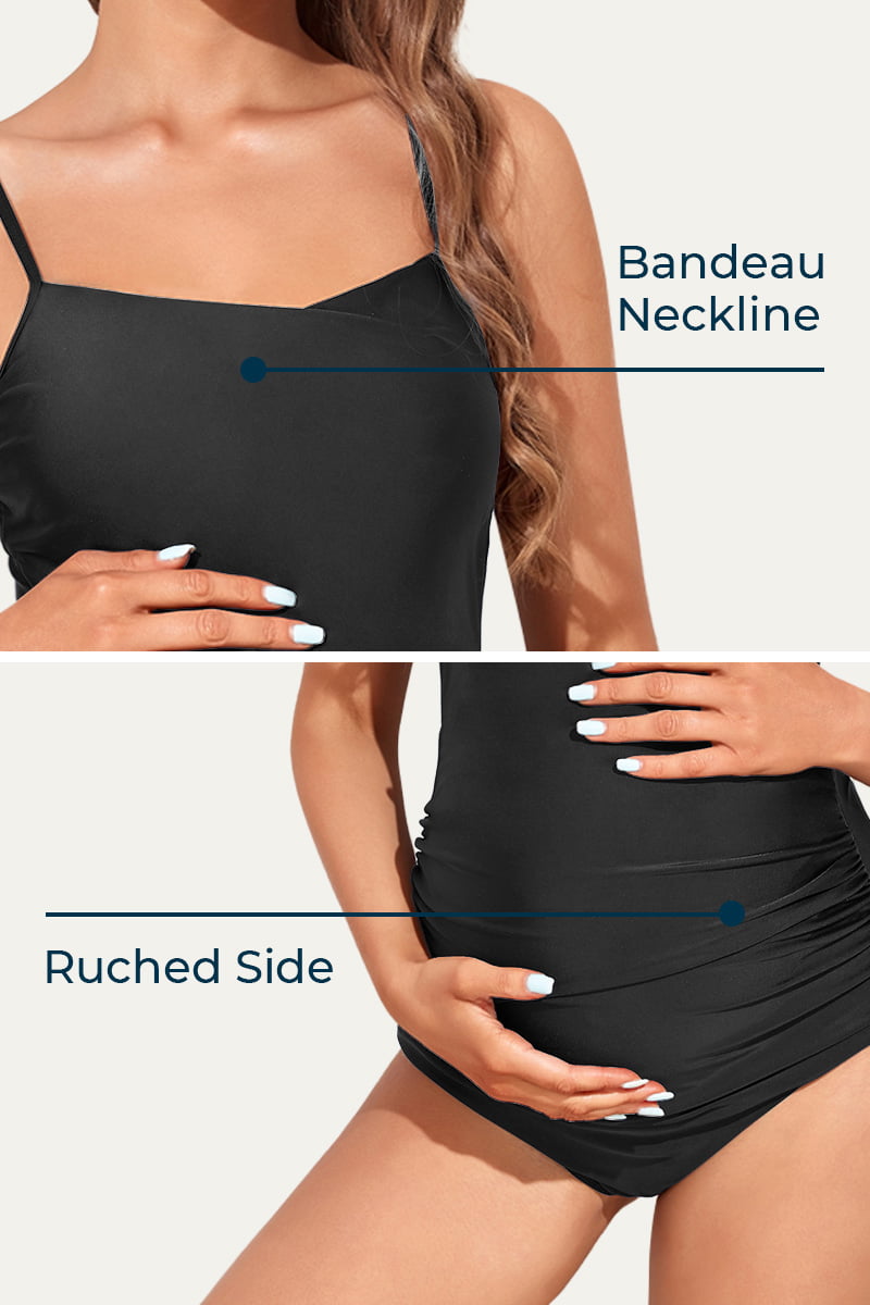 one-piece-ruched-sides-bandeau-neckline-maternity-swimsuit#color_black