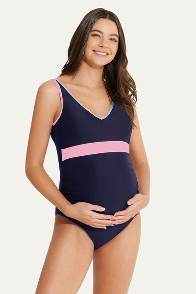 athletic-v-neckline-nursing-bathing-suit-color-block-pregnancy-swimwear#color_navy-mauve