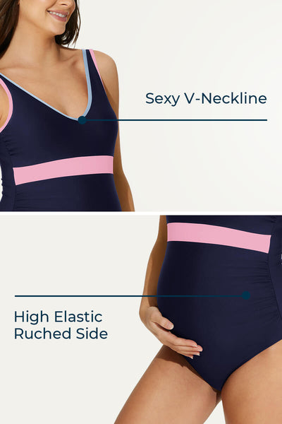 athletic-v-neckline-nursing-bathing-suit-color-block-pregnancy-swimwear#color_navy-mauve