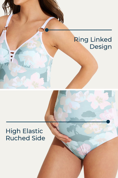 one-piece-ring-link-v-neck-bathing-suit-pregnant-swimwear#color_coconut-shadows