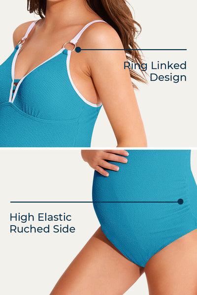 one-piece-ring-link-v-neck-bathing-suit-pregnant-swimwear#color_pine-green
