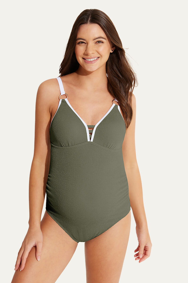 one-piece-ring-link-v-neck-bathing-suit-pregnant-swimwear#color_olive