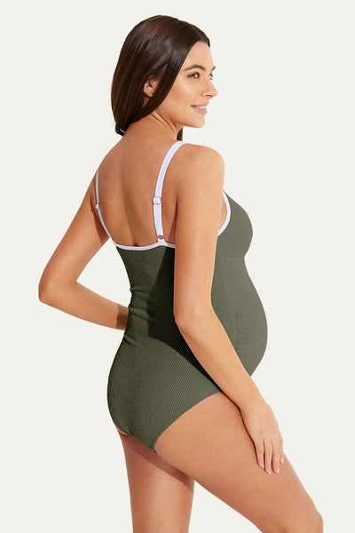 one-piece-ring-link-v-neck-bathing-suit-pregnant-swimwear#color_olive