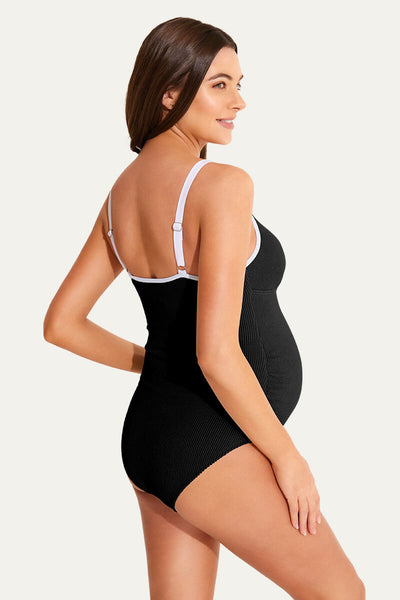 one-piece-ring-link-v-neck-bathing-suit-pregnant-swimwear#color_black