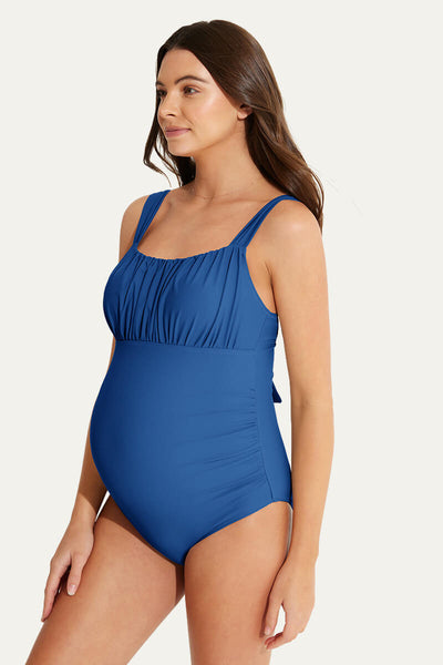 one-piece-ruching-front-maternity-swimsuit-back-bow-knot-pregnancy-swimwear#color_nordic-blue
