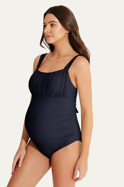 one-piece-ruching-front-maternity-swimsuit-back-bow-knot-pregnancy-swimwear#color_navy