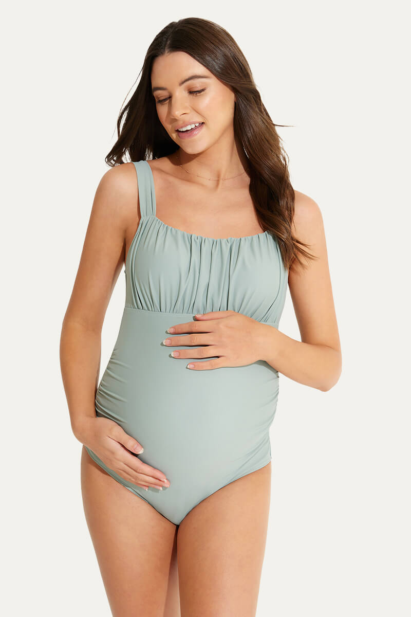 one-piece-ruching-front-maternity-swimsuit-back-bow-knot-pregnancy-swimwear#color_medium-grey
