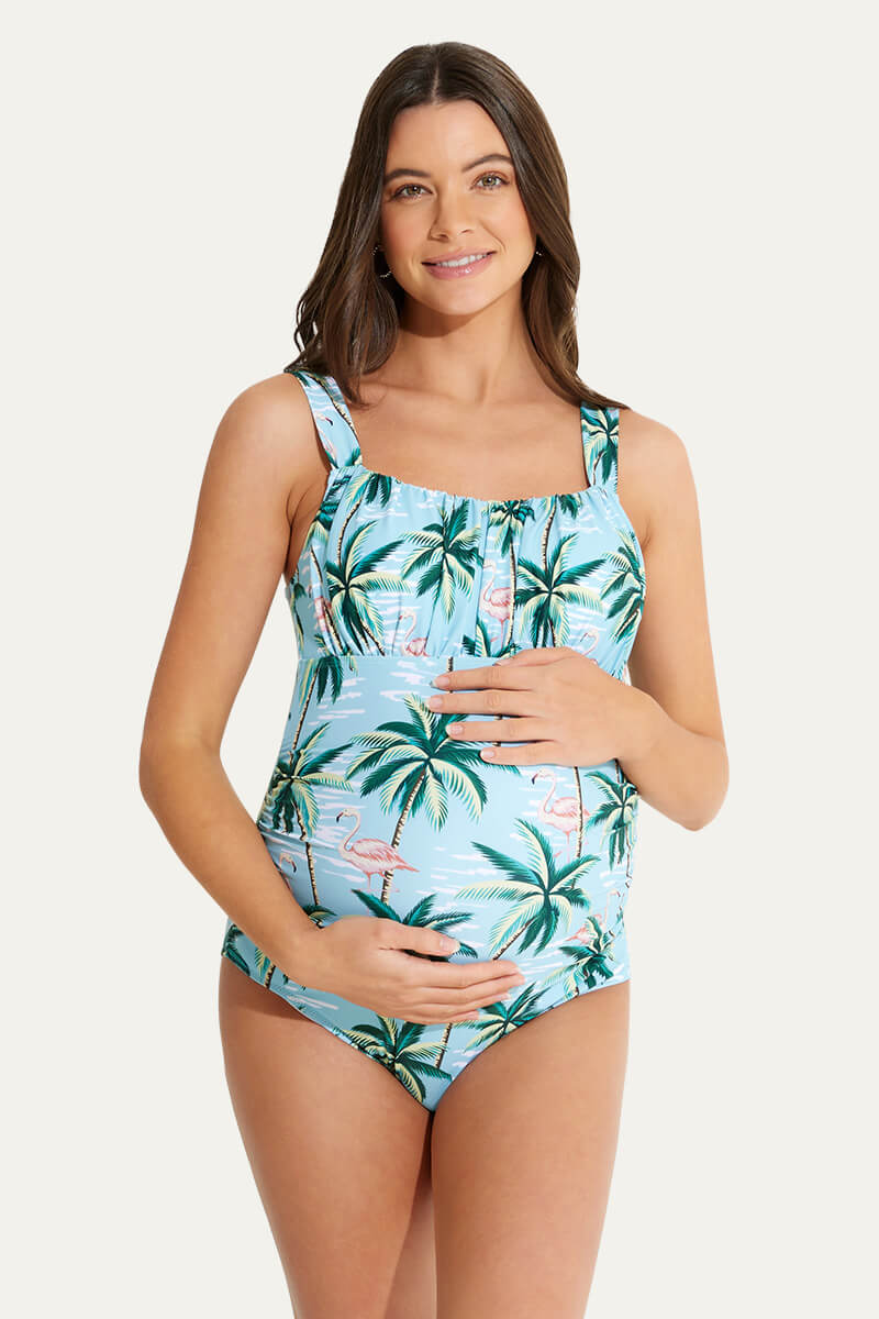 one-piece-ruching-front-maternity-swimsuit-back-bow-knot-pregnancy-swimwear#color_hawaii-stroll