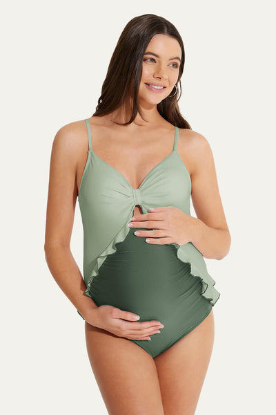 adjustable-straps-ruffle-maternity-swimsuit-one-piece-pregnancy-swimwear#color_mint-olive