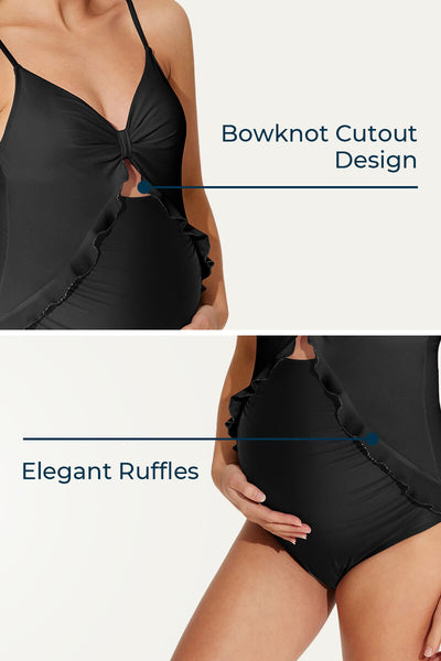 adjustable-straps-ruffle-maternity-swimsuit-one-piece-pregnancy-swimwear#color_black
