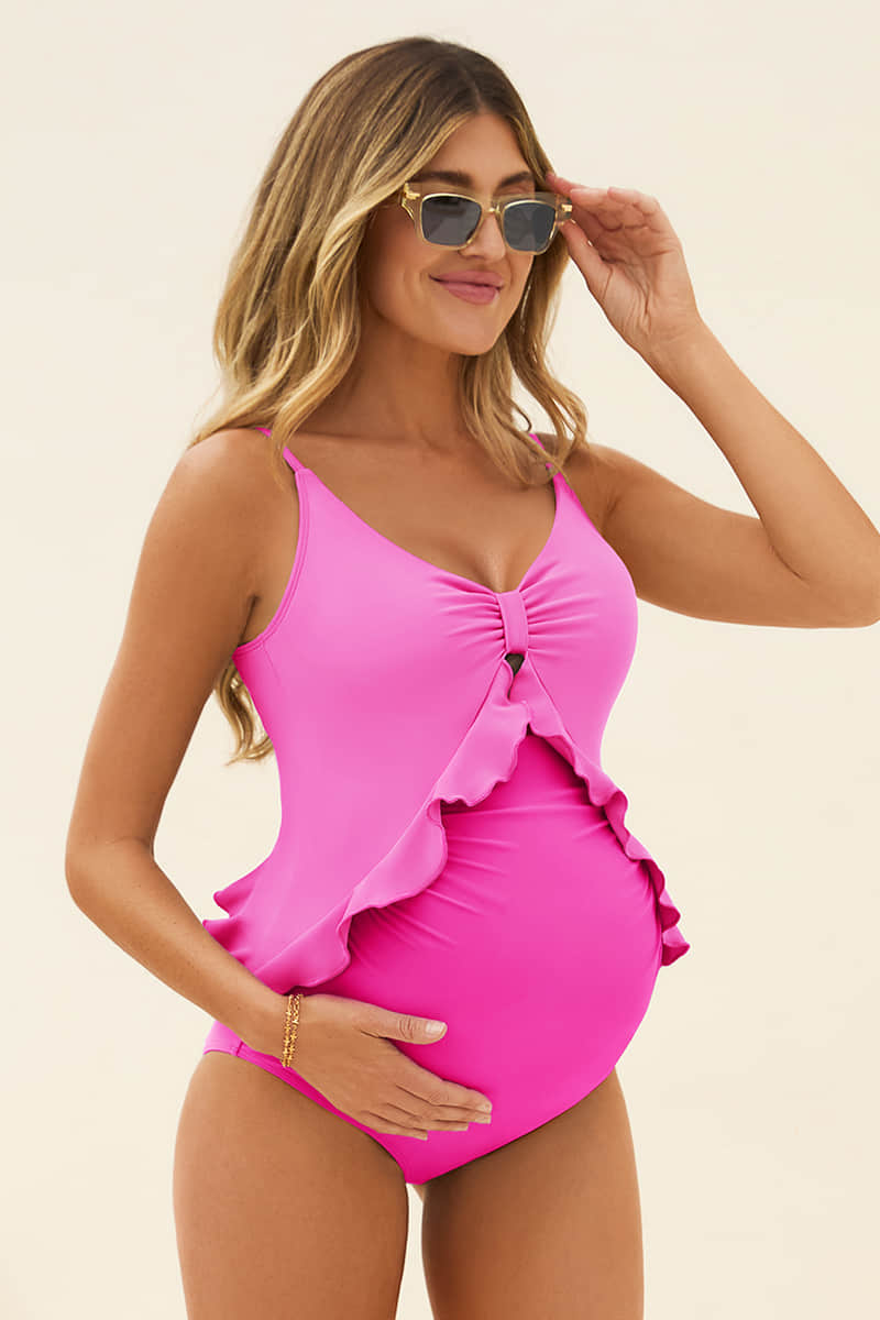adjustable-straps-ruffle-maternity-swimsuit-one-piece-pregnancy-swimwear#color_bright-pink-hot-pink