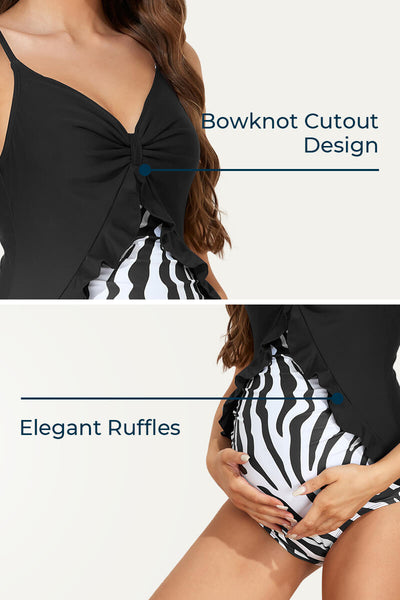 adjustable-straps-ruffle-maternity-swimsuit-one-piece-pregnancy-swimwear#color_black-ink-flow