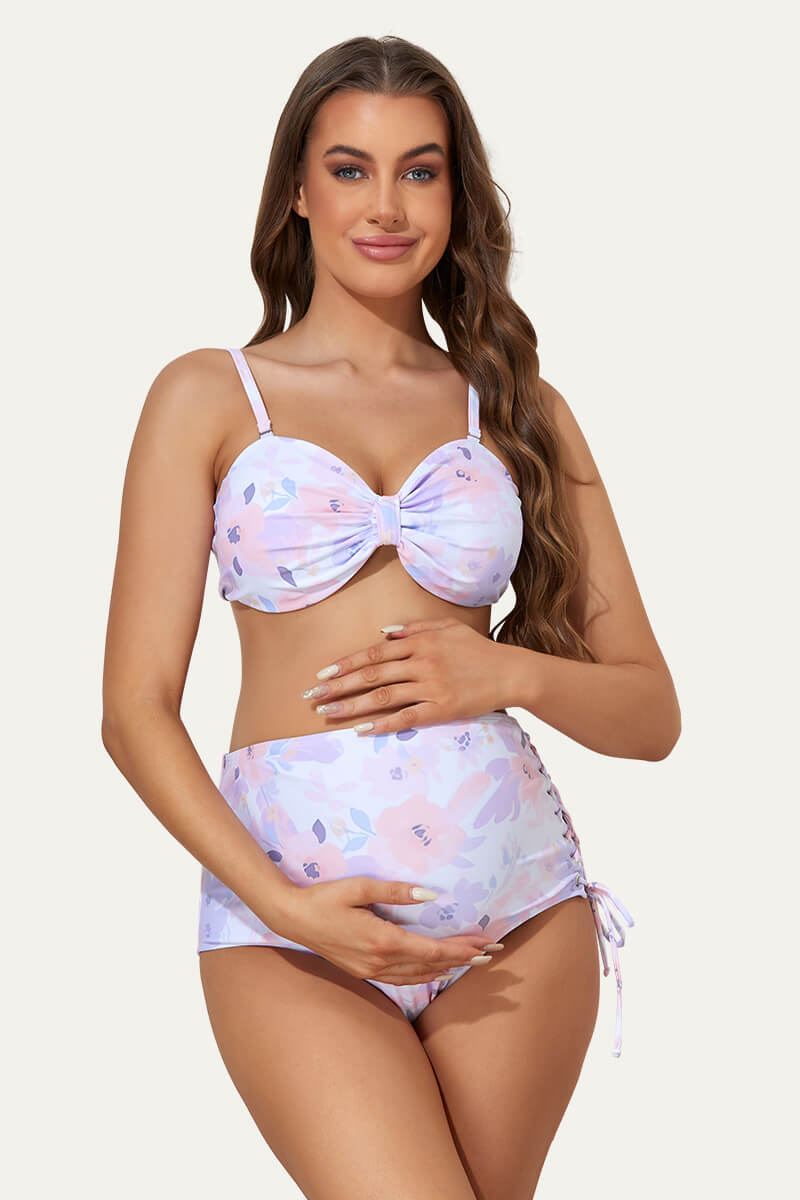 two-piece-reversible-butterfly-bow-tie-pregnant-bikini-set#color_charm-gauze-flowers-lavender