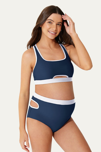 classic-sporty-two-piece-cutout-bikini-pregnant-women-swimwear#color_denim-blue