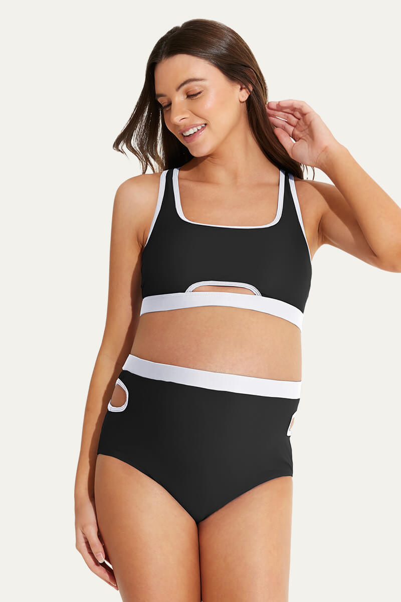 classic-sporty-two-piece-cutout-bikini-pregnant-women-swimwear#color_black