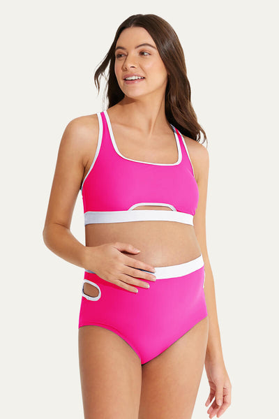 classic-sporty-two-piece-cutout-bikini-pregnant-women-swimwear#color_hot-pink