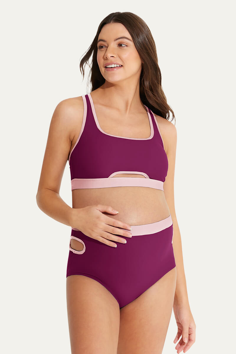 classic-sporty-two-piece-cutout-bikini-pregnant-women-swimwear#color_plum