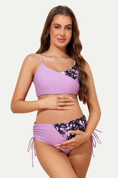 tie-side-color-block-maternity-swimsuit-two-piece-bikini-with-reversible-top#color_violet-mechanical-withered-butterflies