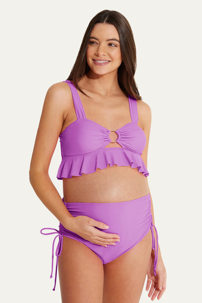 ruffle-hemline-one-piece-maternity-bikini-set-with-o-ring-cutout#color_violet