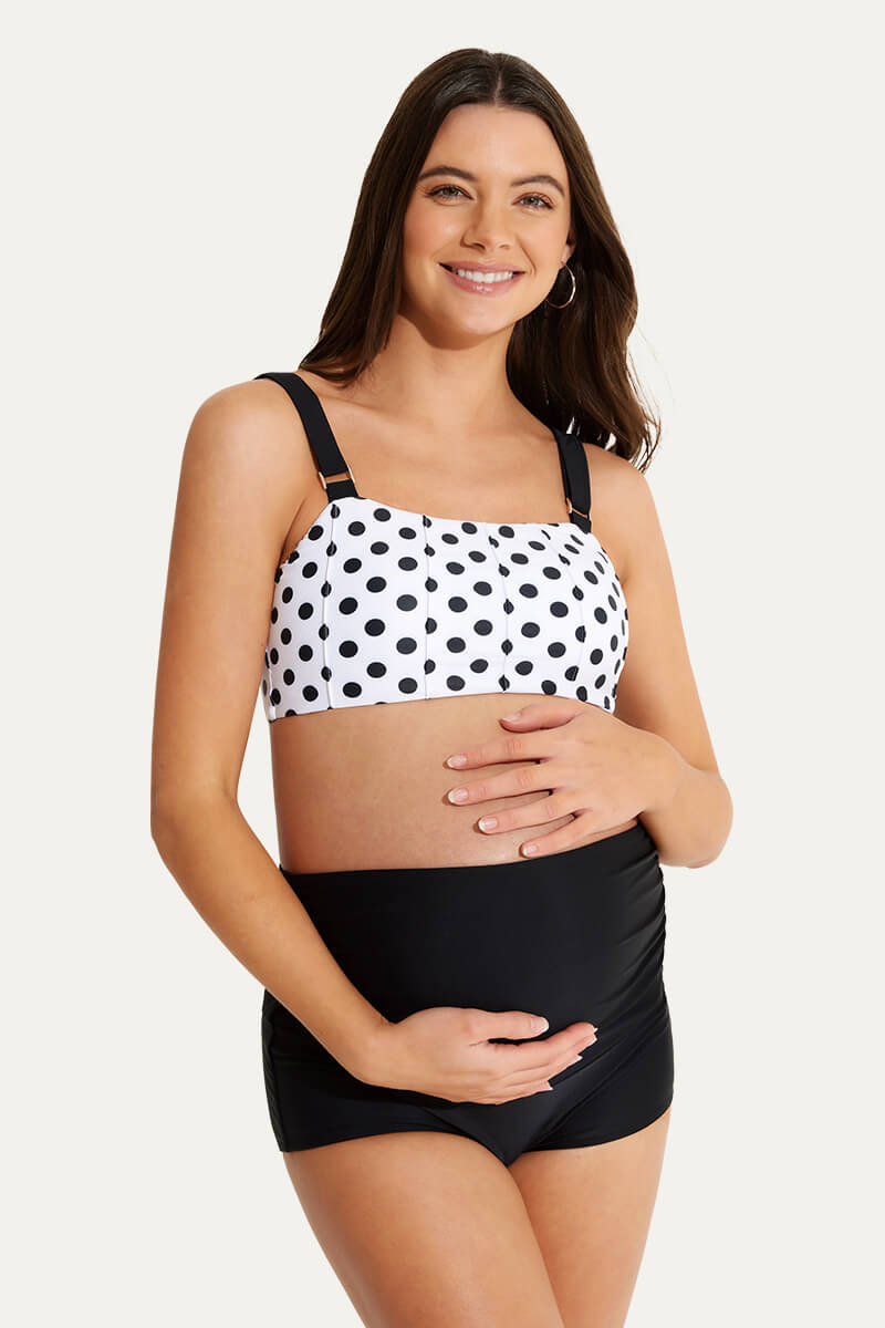 two-piece-high-waist-bikini-maternity-set-with-bandeau-top#color_polka-dot-7-black