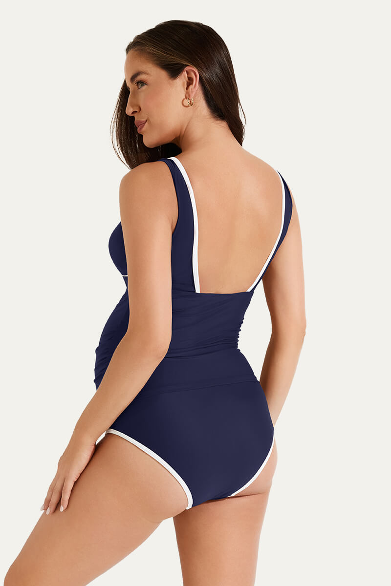 classic-sporty-t-back-two-piece-maternity-swimsuit-tankini#color_navy