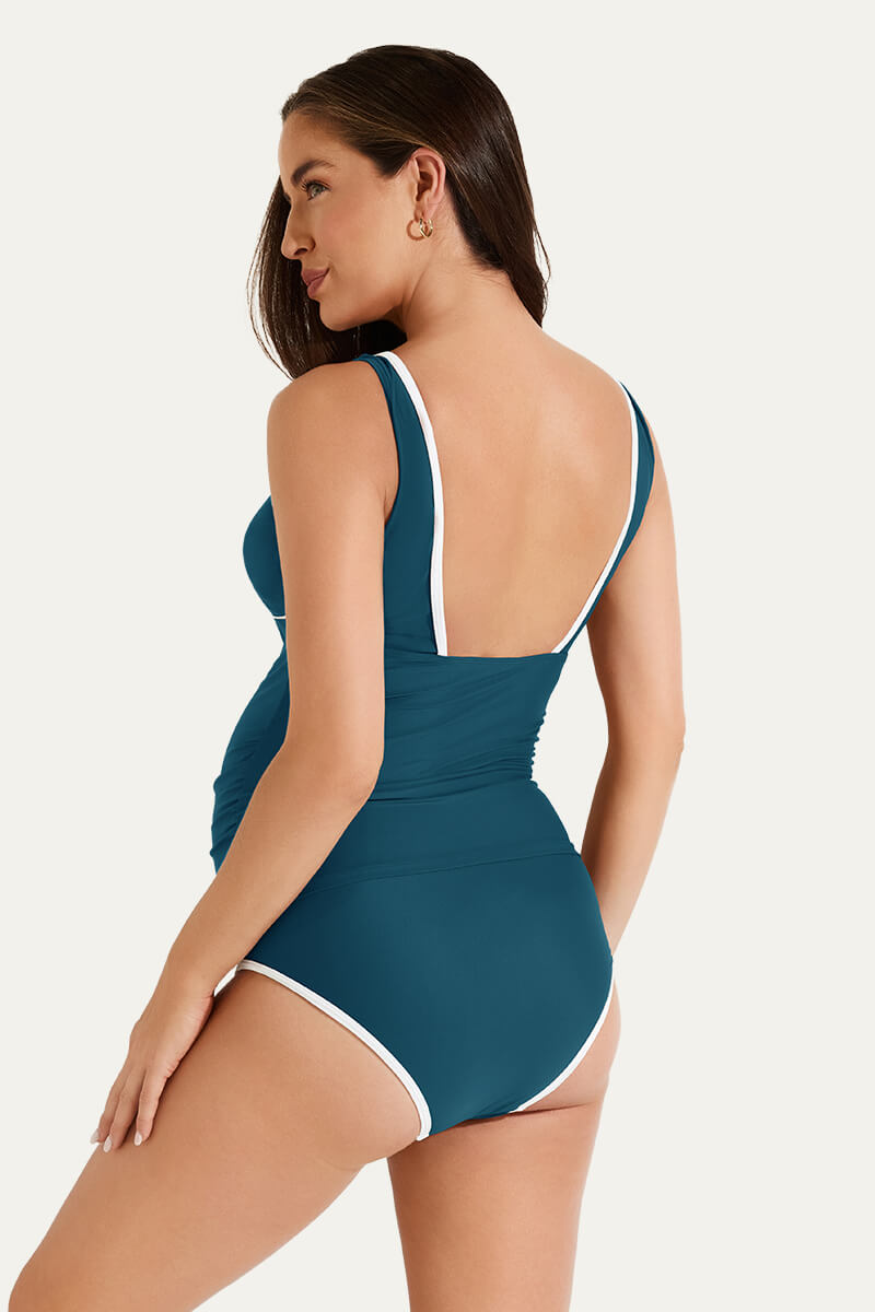 classic-sporty-t-back-two-piece-maternity-swimsuit-tankini#color_forest