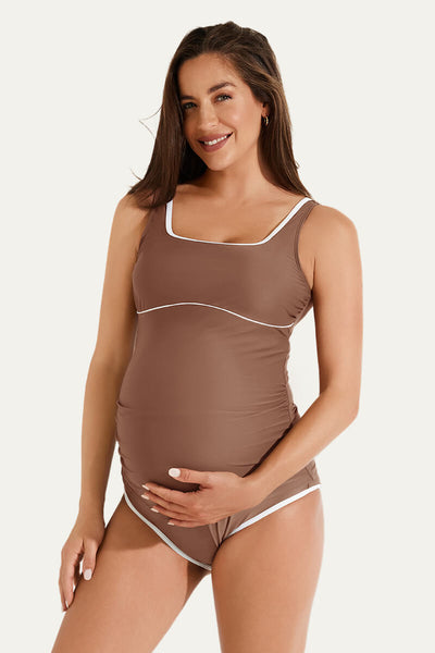 classic-sporty-t-back-two-piece-maternity-swimsuit-tankini#color_brown