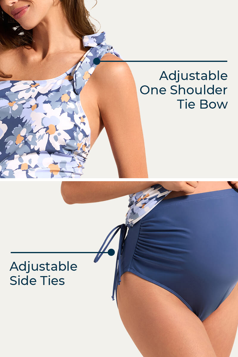 two-piece-one-shoulder-tie-bow-pregnancy-swimsuit#color_dewdrop-blooms-denim-blue