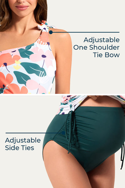 two-piece-one-shoulder-tie-bow-pregnancy-swimsuit#color_green-lip-leaves-sacramento