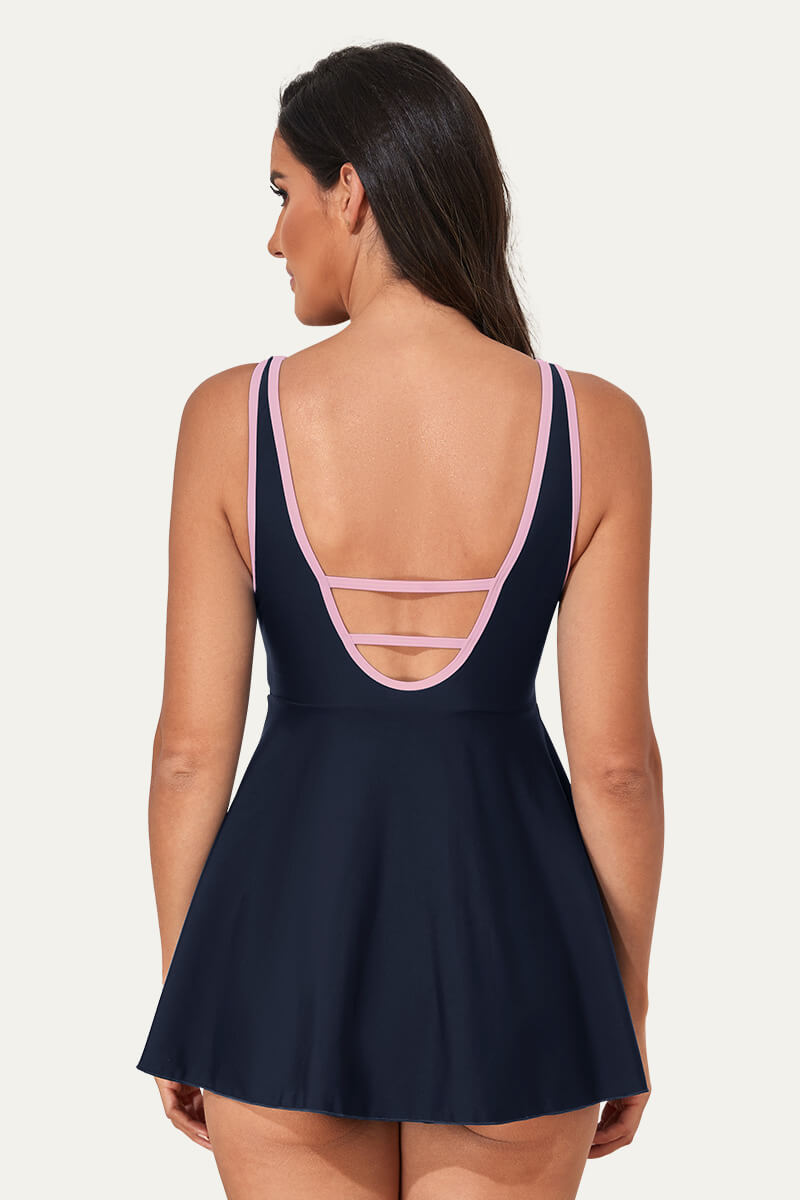 sexy-low-back-v-neck-one-piece-maternity-swim-dress#color_navy-mauve