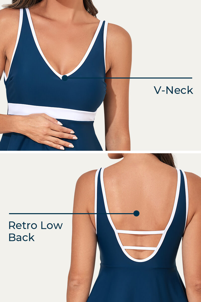 sexy-low-back-v-neck-one-piece-maternity-swim-dress#color_denim-blue-white