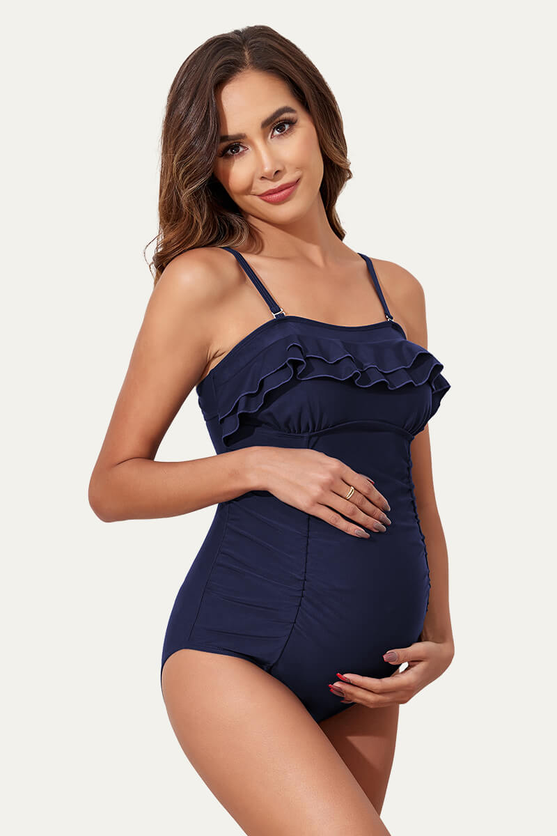 one-piece-double-layer-ruffles-pregnancy-swimwear#color_navy