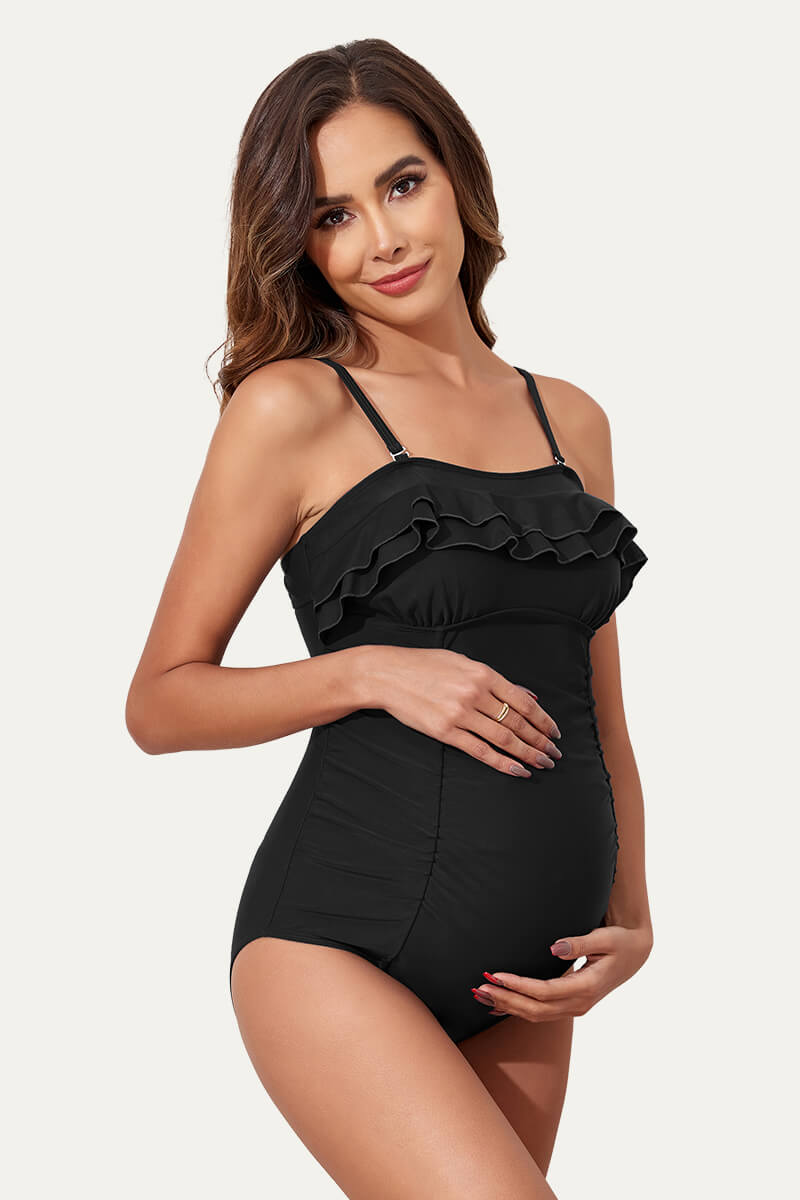 one-piece-double-layer-ruffles-pregnancy-swimwear#color_black