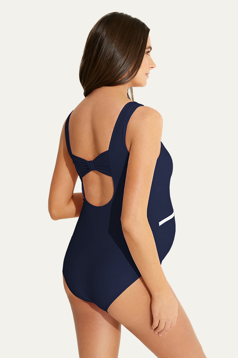 womens-one-piece-v-neck-bow-tie-back-maternity-swimsuits#color_navy