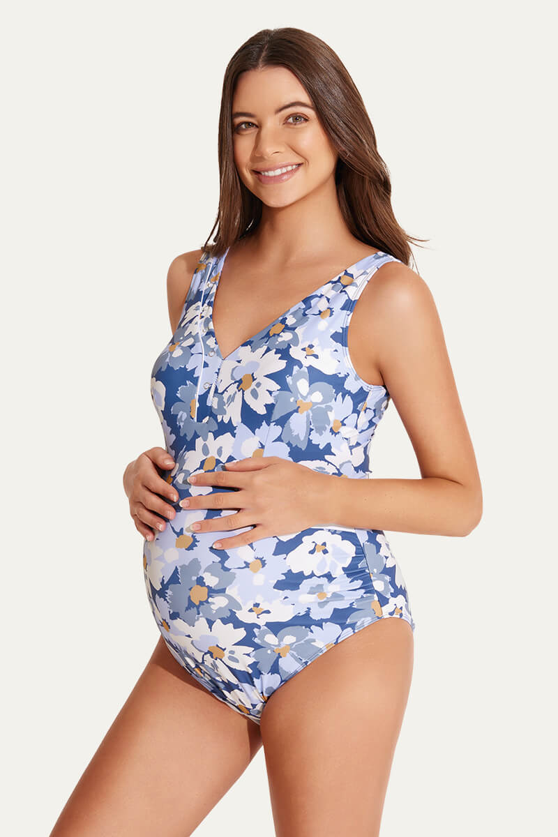 womens-one-piece-v-neck-bow-tie-back-maternity-swimsuits#color_dewdrop-blooms