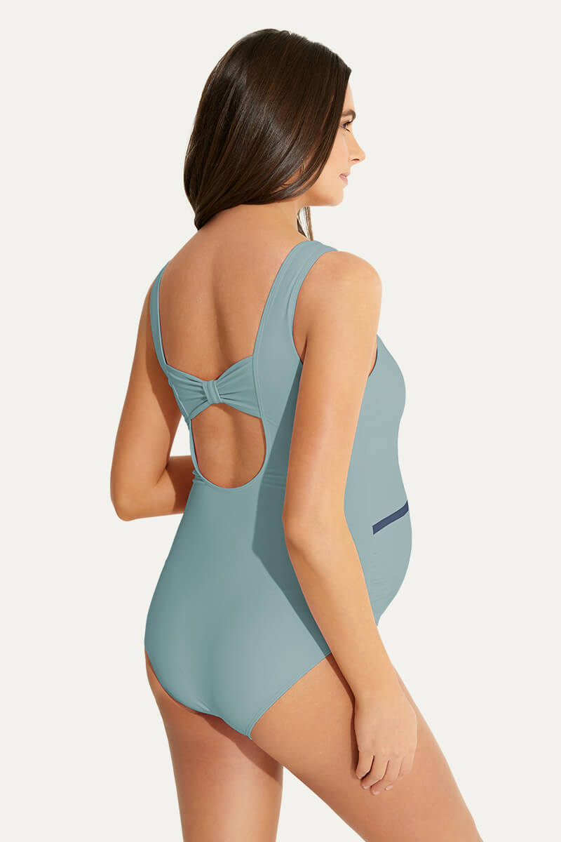 womens-one-piece-v-neck-bow-tie-back-maternity-swimsuits#color_mint