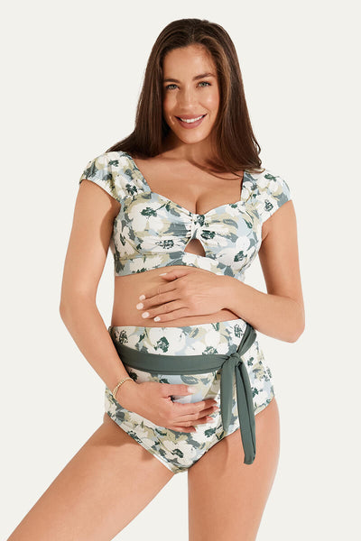 two-piece-bow-tie-cutout-cute-maternity-swimsuit#color_solitary-silhouette-bloom