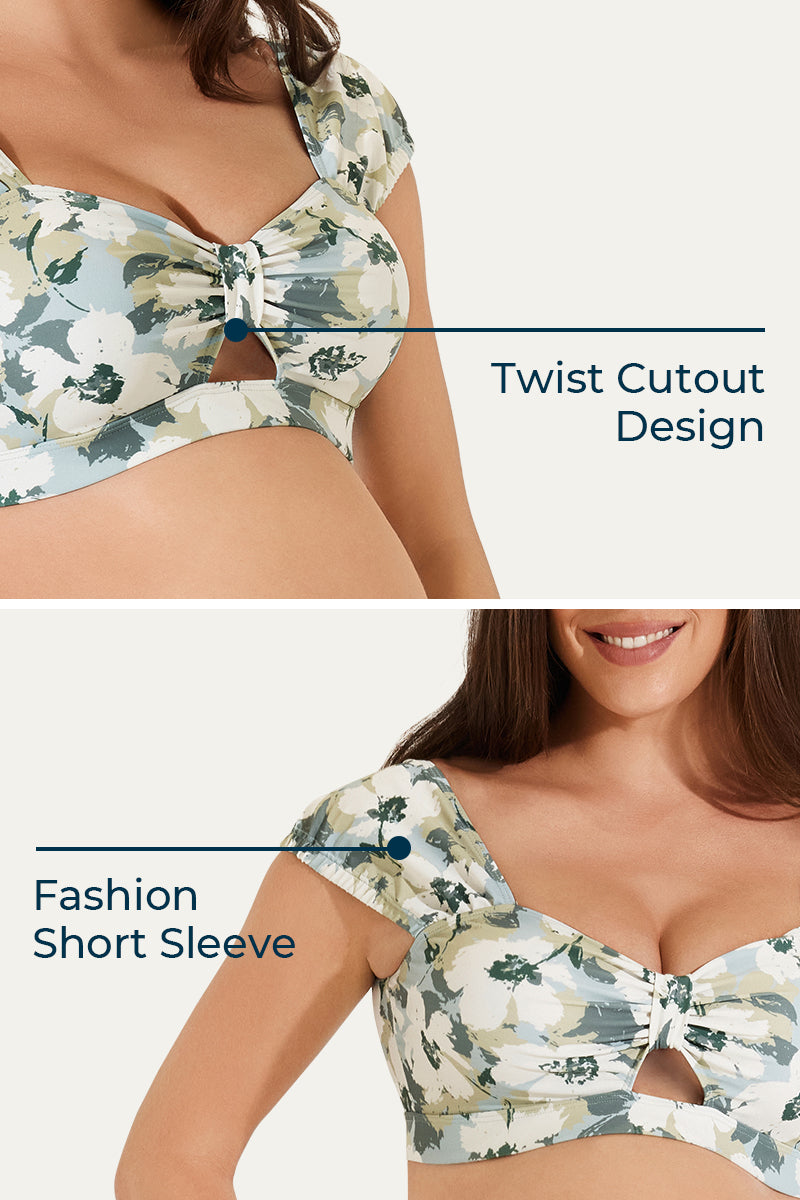 Two Piece Bow Tie Cutout Cute Maternity Swimsuit Solitary Silhouette Bloom