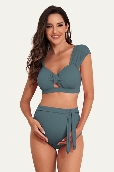 two-piece-bow-tie-cutout-cute-maternity-swimsuit#color_lagoon