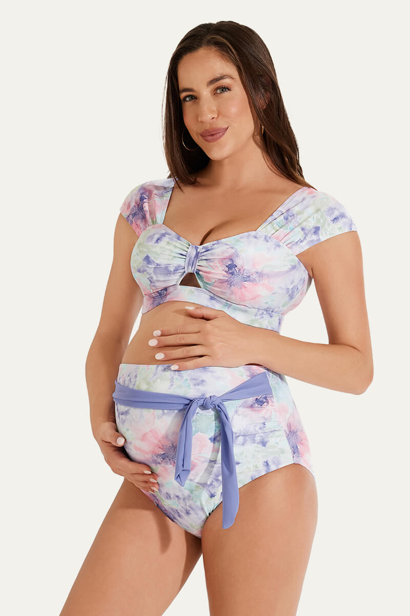 two-piece-bow-tie-cutout-cute-maternity-swimsuit#color_inky-lavender